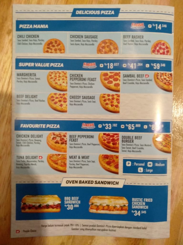 Harga dan Menu Domino's Pizza Terbaru Lengkap dengan Gambar Wisata