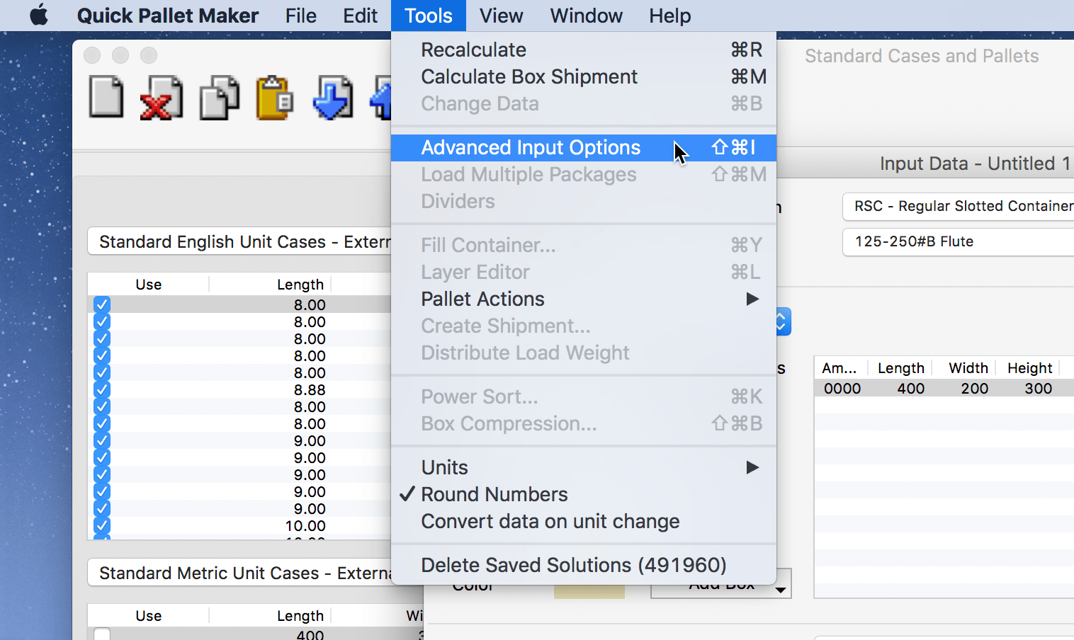 Quick Pallet Maker Example Calculate Boxes on Multiple Pallets at Once