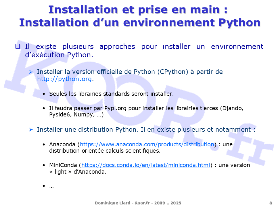 Le langage Python Installation et prise en main