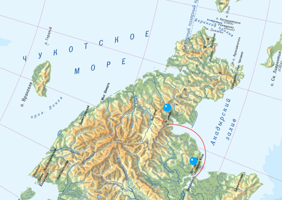 Карта россии чукотский полуостров
