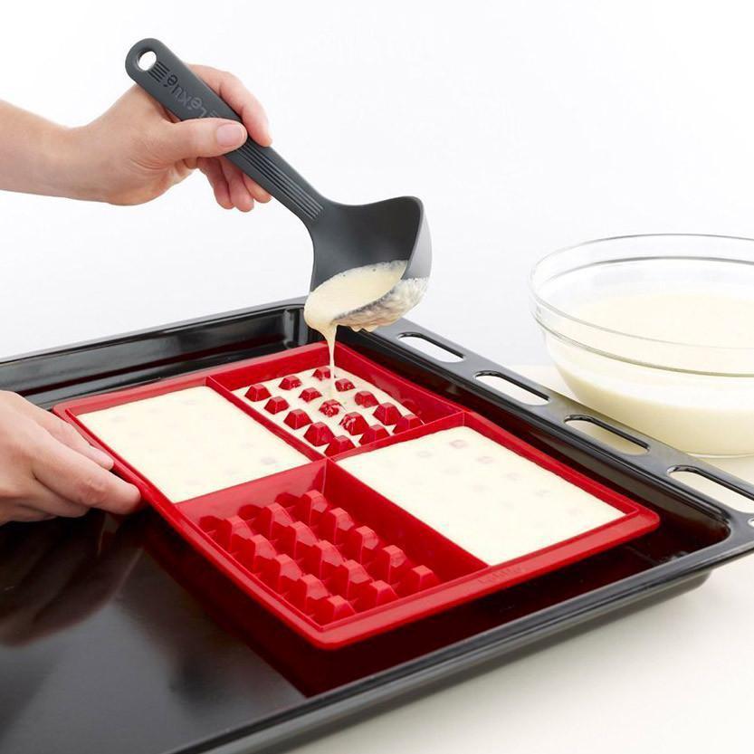 Waffelform Backform Silikon Belgische Waffel Silikonbackform Rot Backen