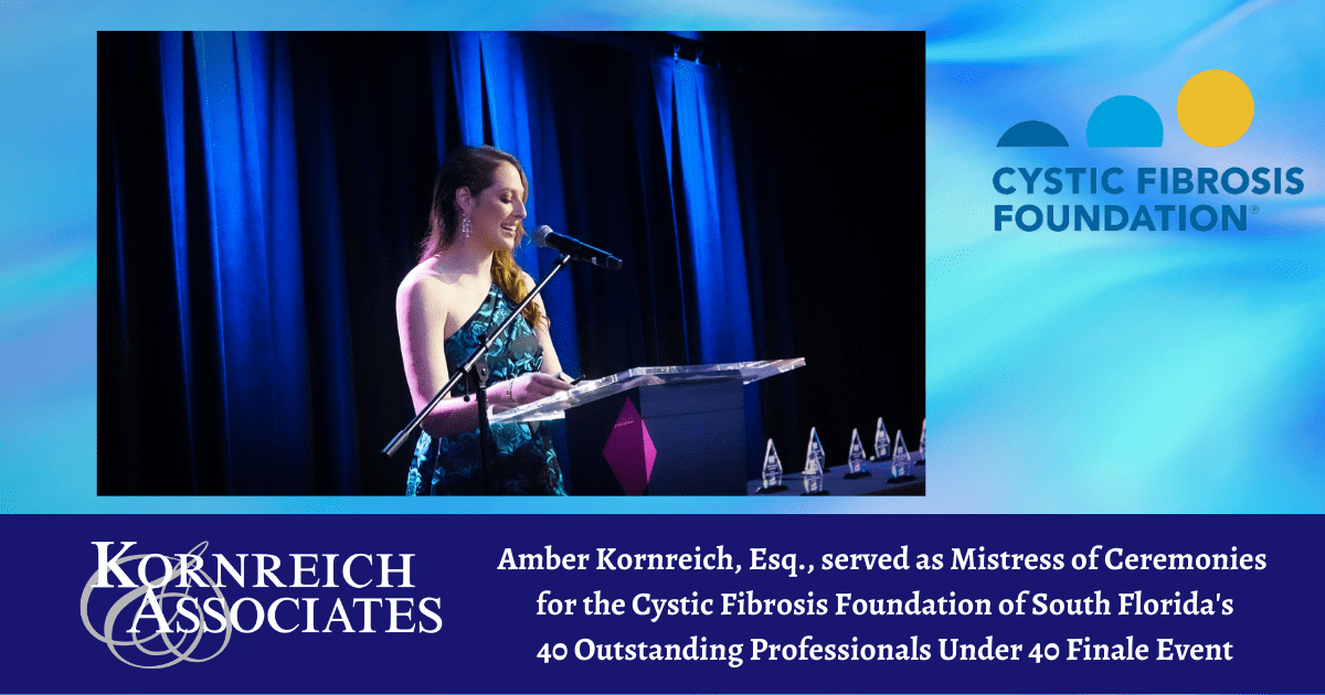 Amber Kornreich, Esq. served as Mistress of Ceremonies for the Cystic