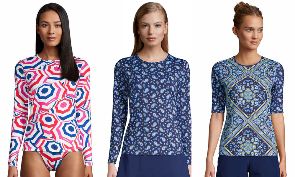 Lands' End Women's Crew Neck Long Sleeve Rash Guards As low as 13.98
