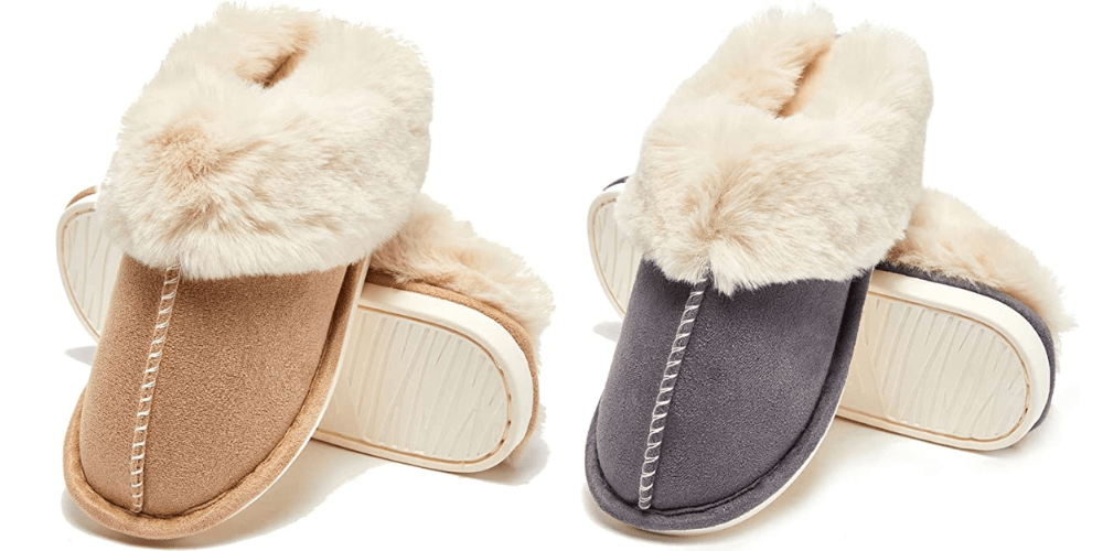 Slipon Faux Fur House Slippers with Memory Foam Only 14.99at Amazon