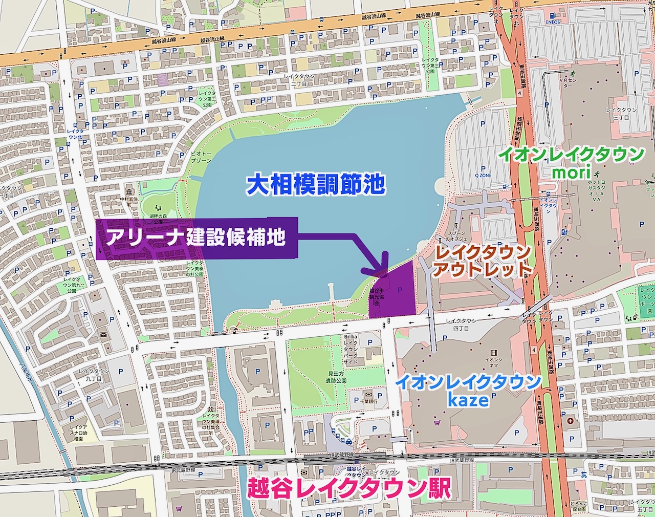 「越谷アルファーズ」が「越谷レイクタウン」での「アリーナ建設」の要望書を「越谷市」に提出したよ〜さっそく候補地の現況をウォッチしてみた