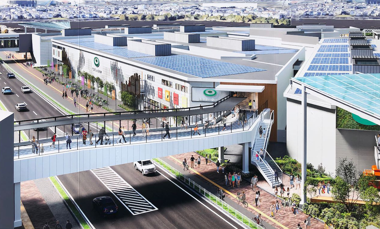 続7「レイクタウンアウトレット」の「予言」されていた新商業施設・新「上空通路」の姿が明らかに〜鉄骨はすでに元駐車場を覆い尽くす 越谷レイク