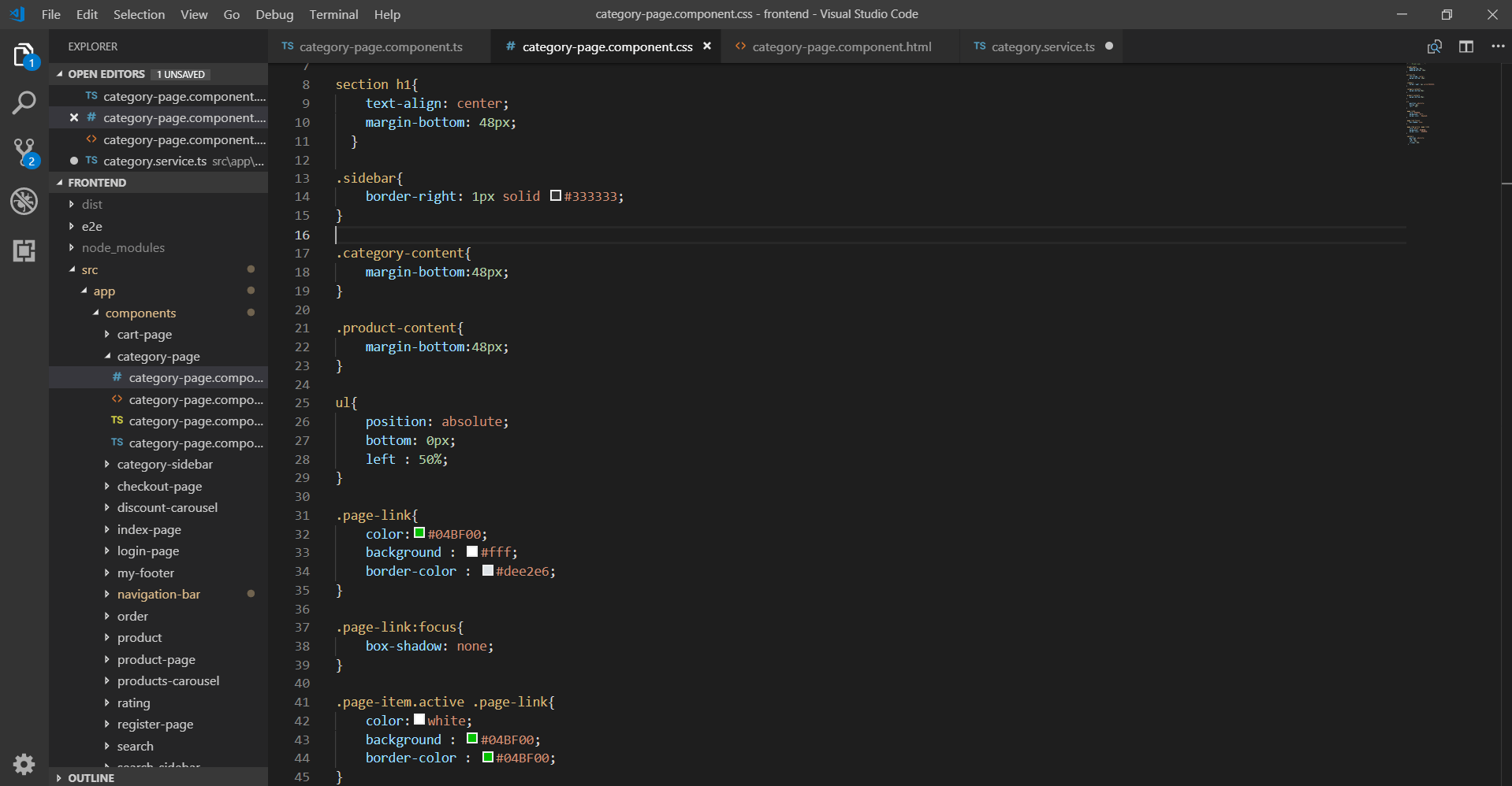 Angular categorysidebar
