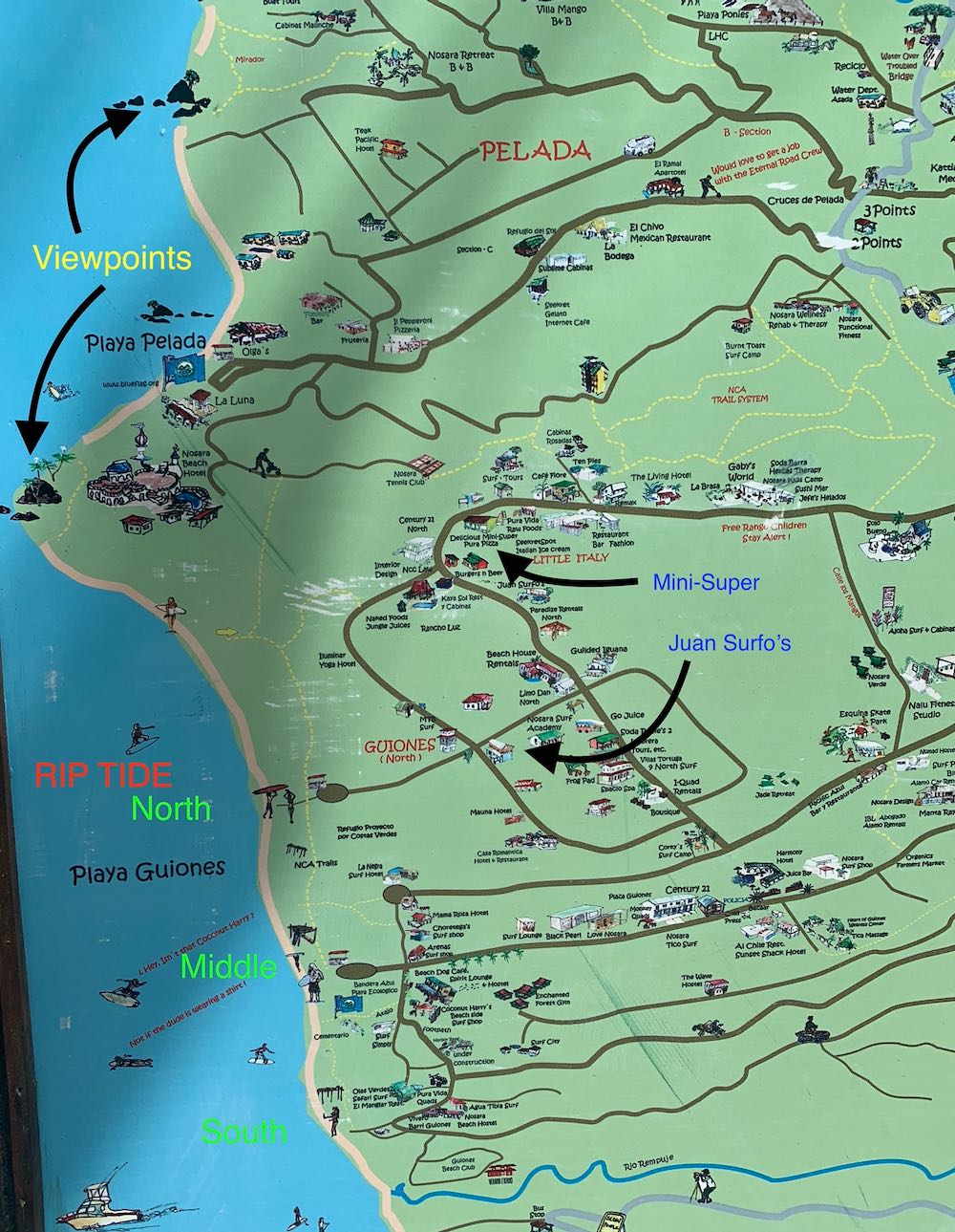 Playa Guiones Nosara Costa Rica Map video viral tiktok