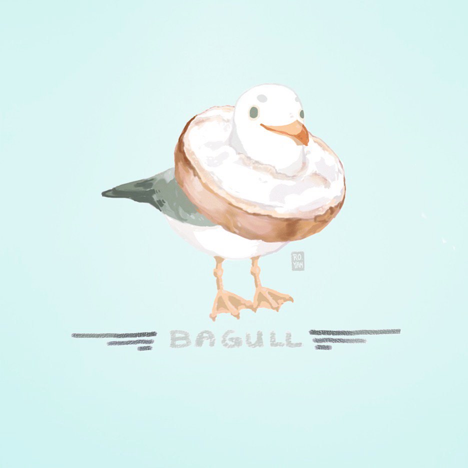Cute illustrations of bread birds