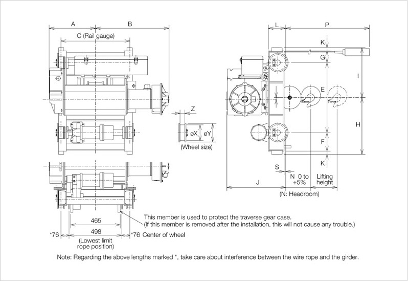KITO Type F Wire Rope Hoists With Motorized Traversing Hoist / Suspended Hoist / Push Button