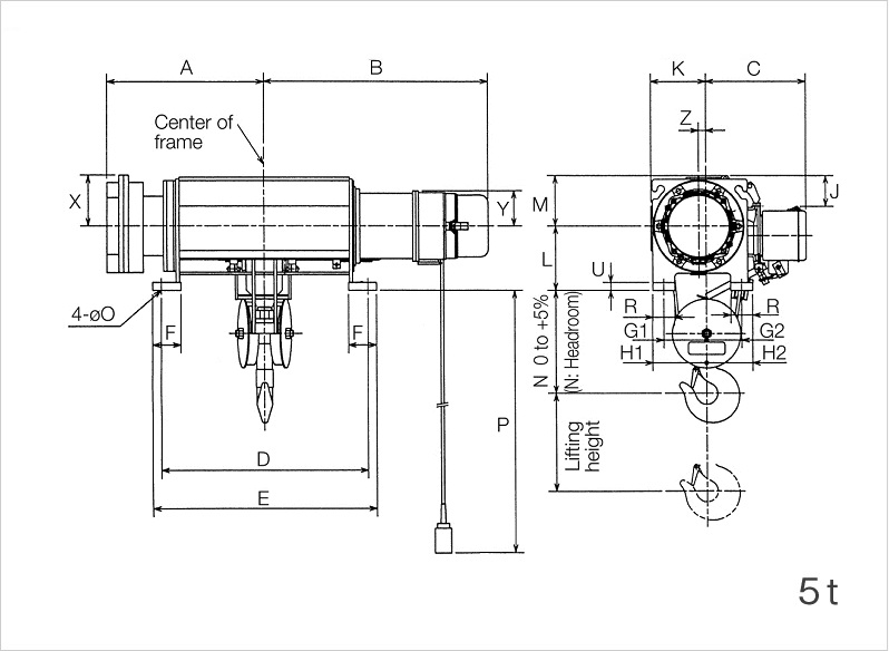 KITO Type K Wire Rope Hoists With Motorized Traversing Hoist / Suspended Hoist / Stationary