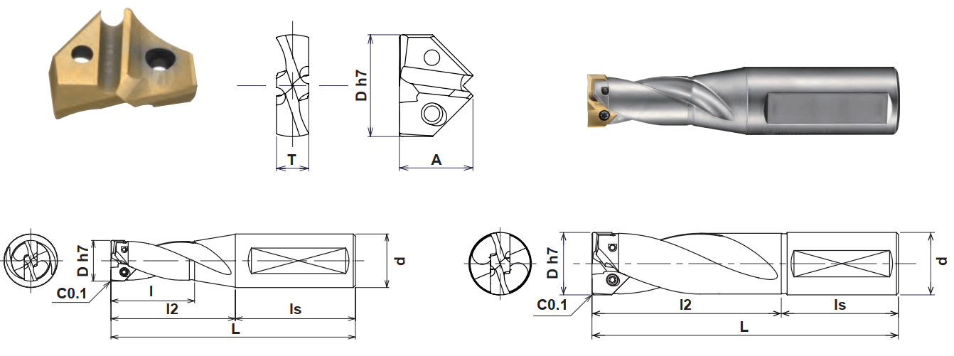 DIJET TLZDSS Type Indexable Spot Facing Drill