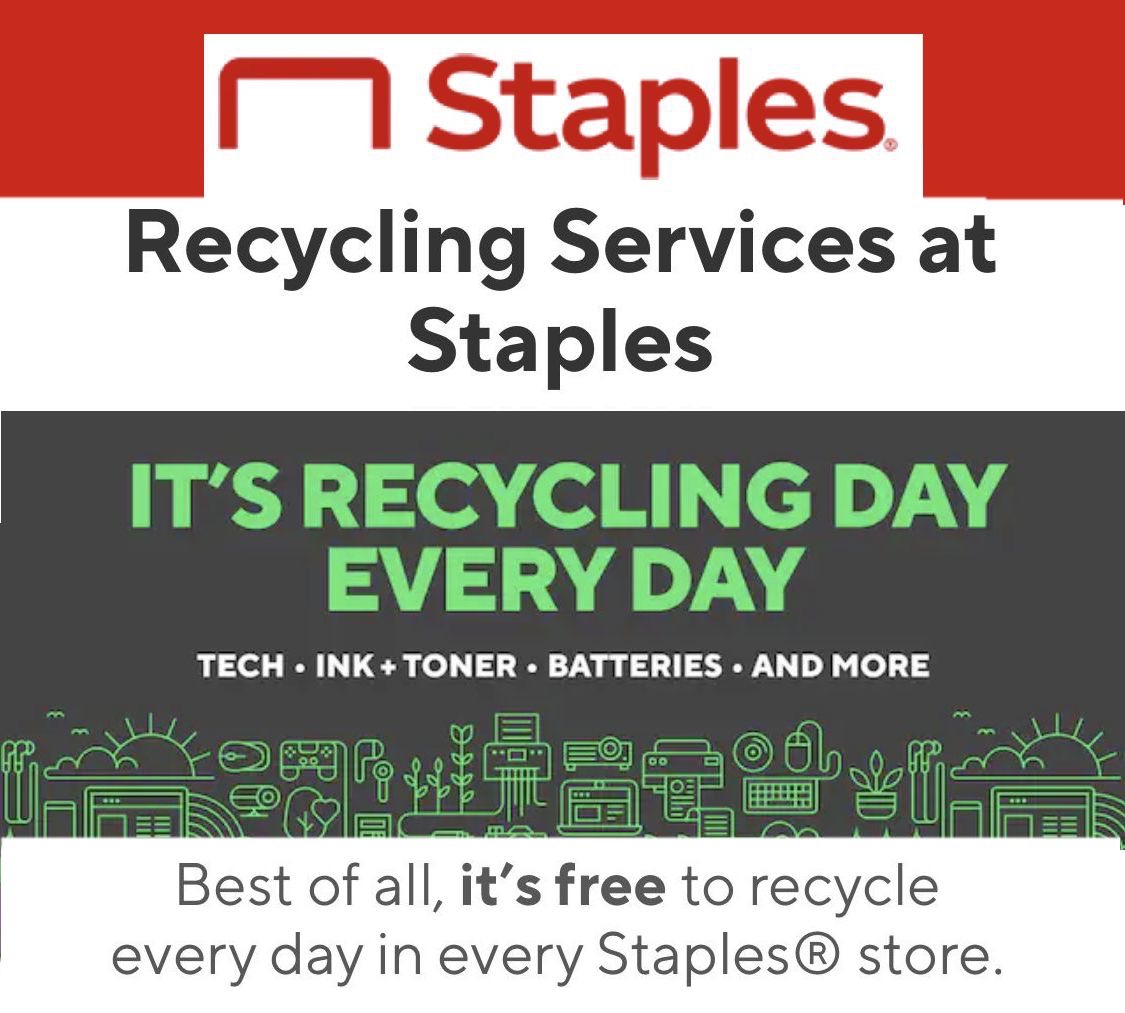 Recycle Electronics and Battery drop off at all Staple stores (2023