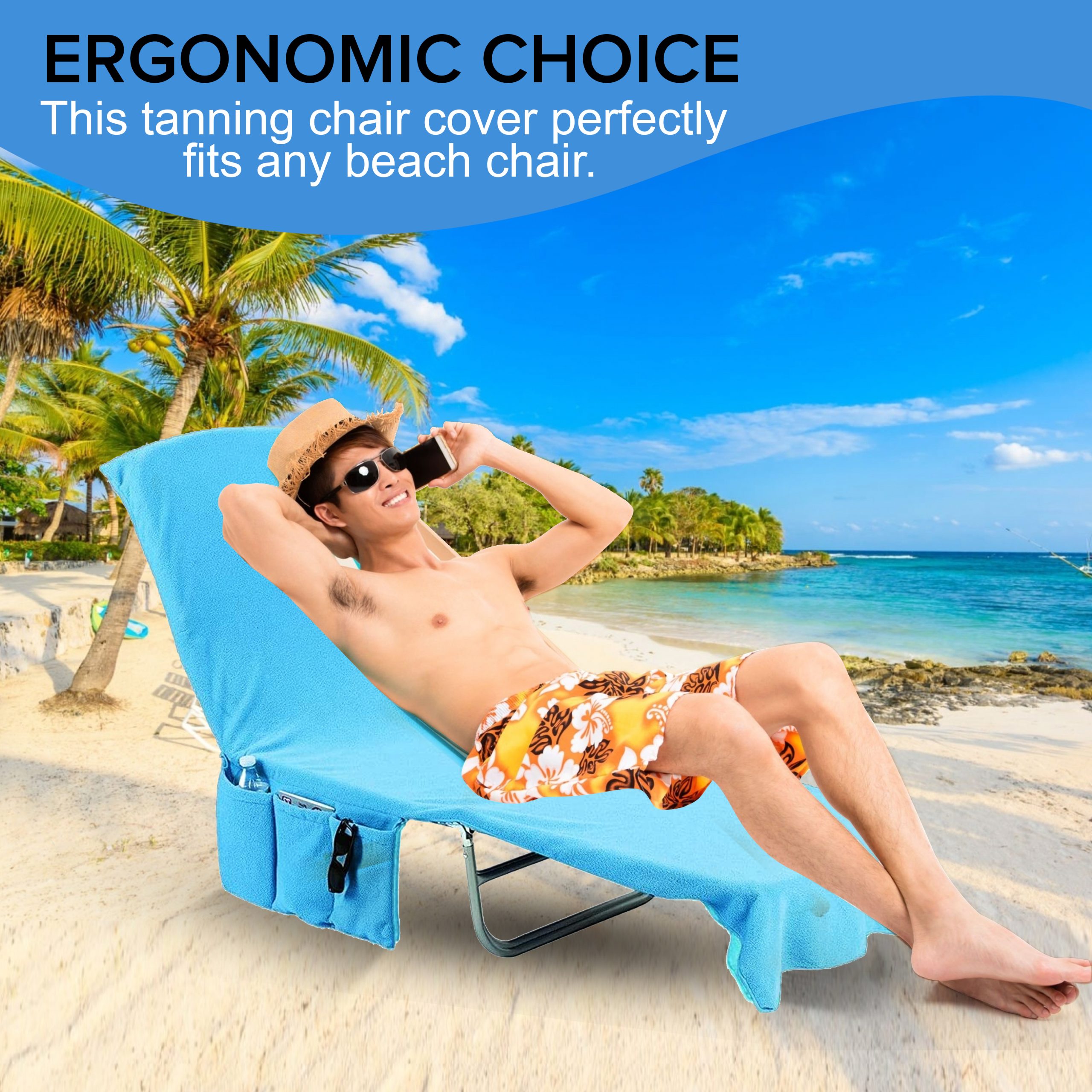 Beach Chair Towel Cover Super Absorbent and Soft Lounge Chair Towel Cover with Pockets 84