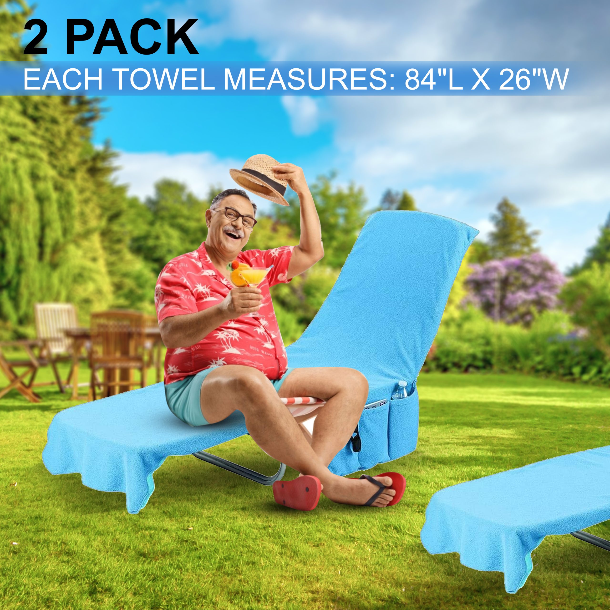 Beach Chair Towel Cover Super Absorbent and Soft Lounge Chair Towel Cover with Pockets 84