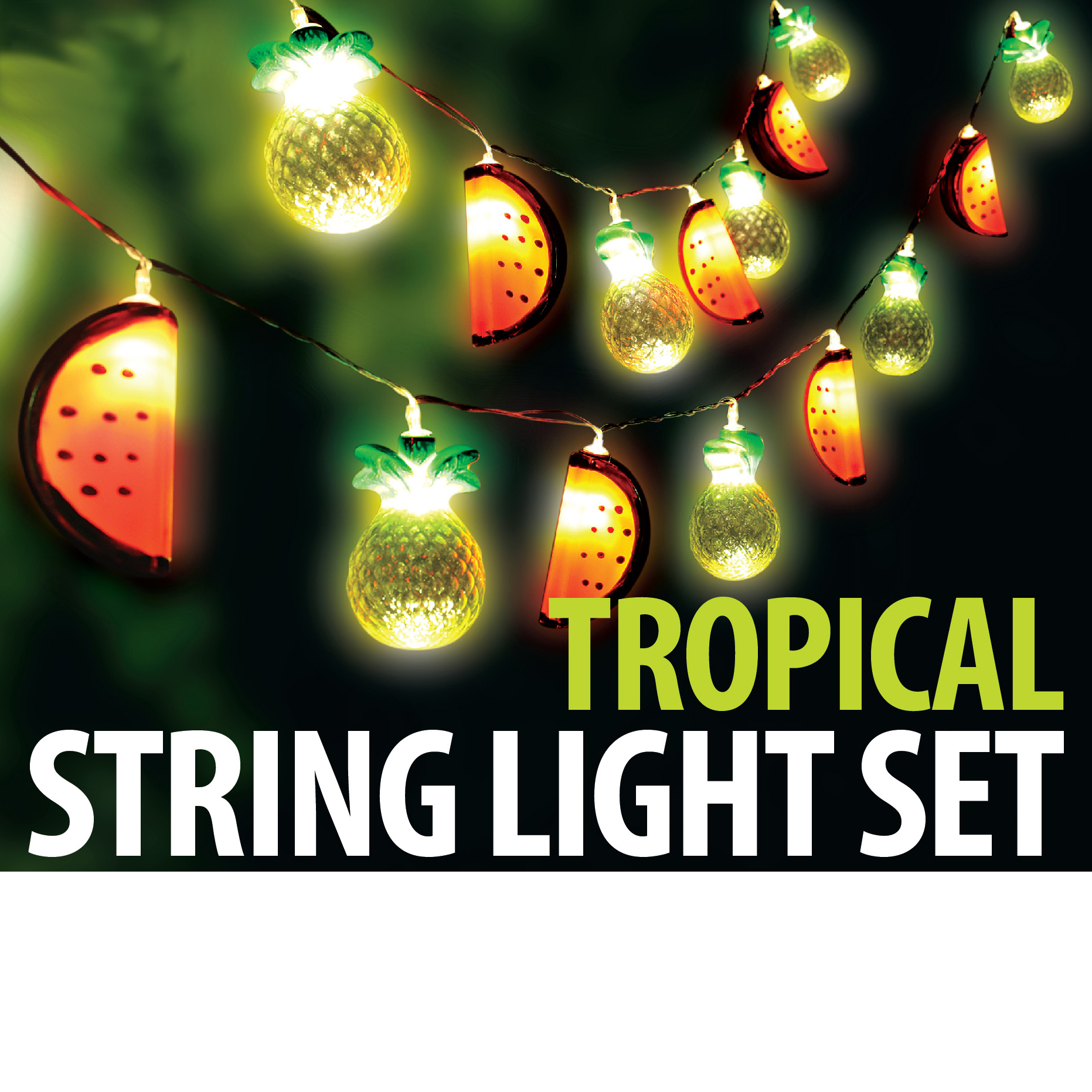 Tropical String Lights with Pineapples & Watermelons KOVOT
