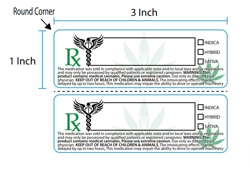 KOVOT Medical Cannabis Dispensary Labels 3″x1″, 1000 Labels Per Roll