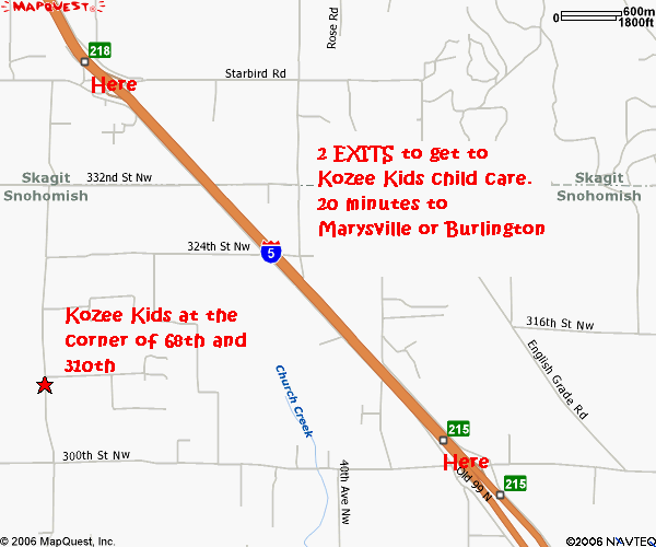 directions to Kozee Kids Licensed Child Care in Stanwood WA.