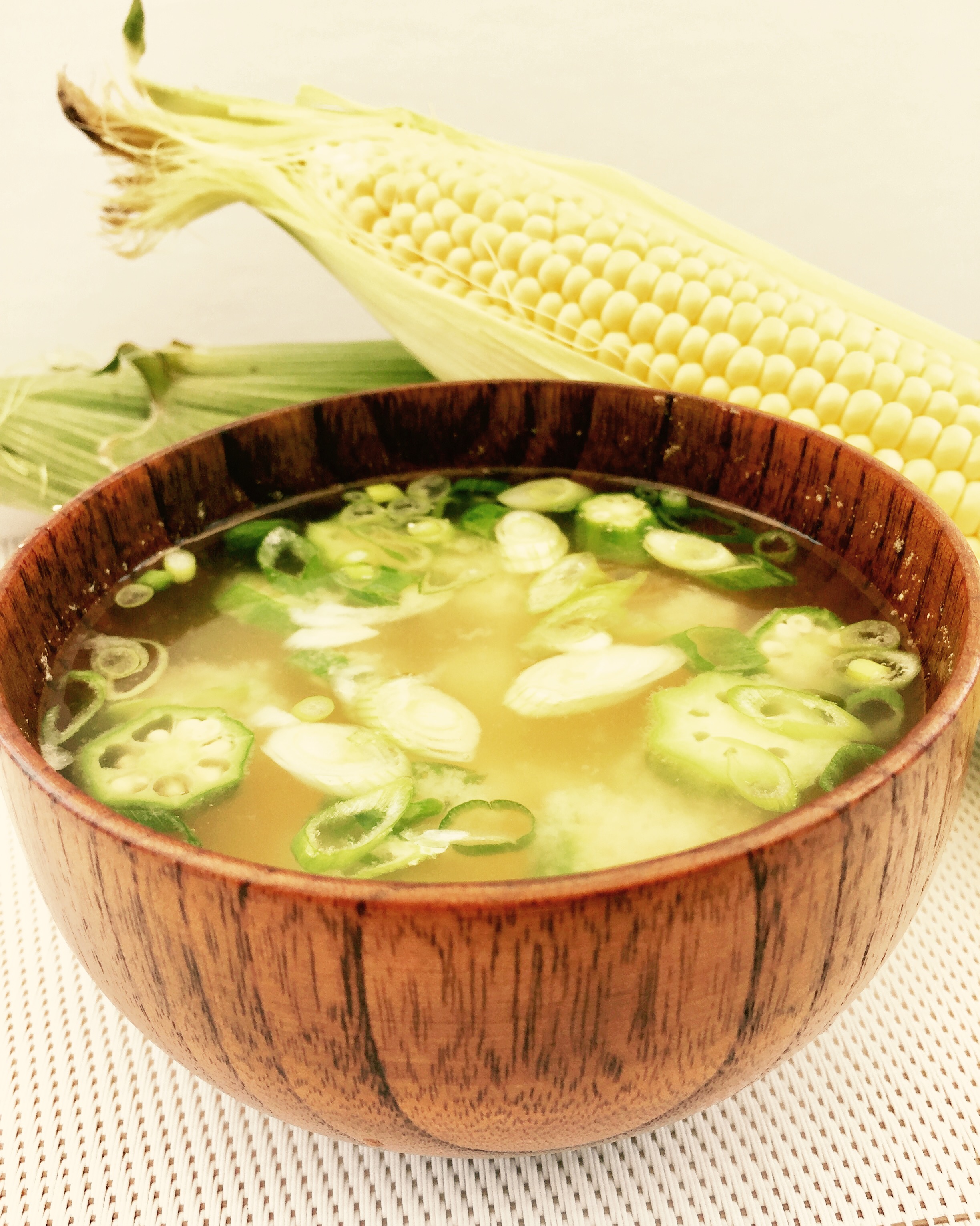 Summery Miso Soup with Corn and Okra Kozmo Kitchen