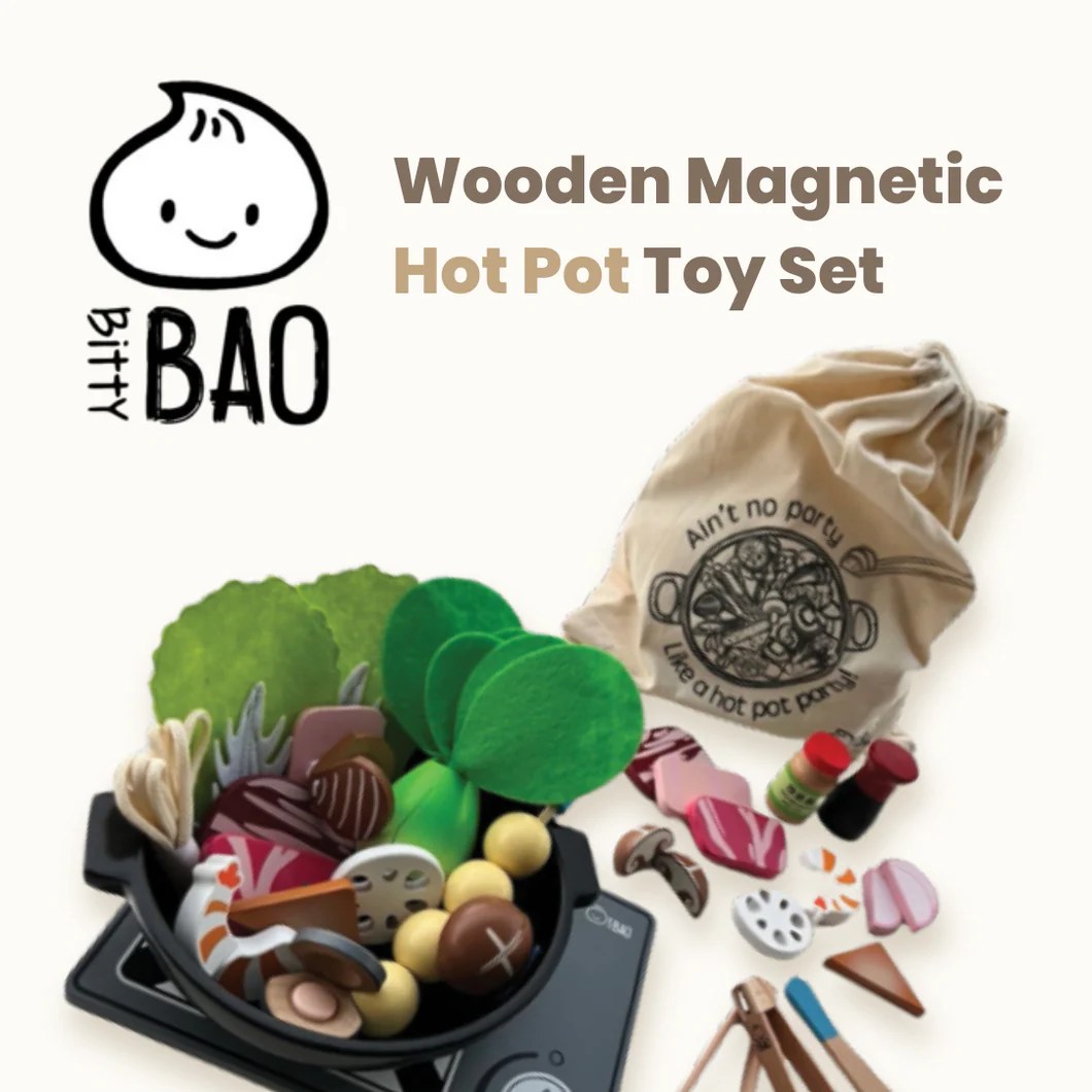 Bitty Bao 40Piece Wooden Hot Pot Toy Set (with Canvas Bag