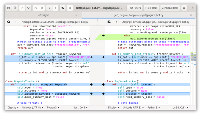 Show a sidebyside git diff on any commit in tig using Meld Kparal's