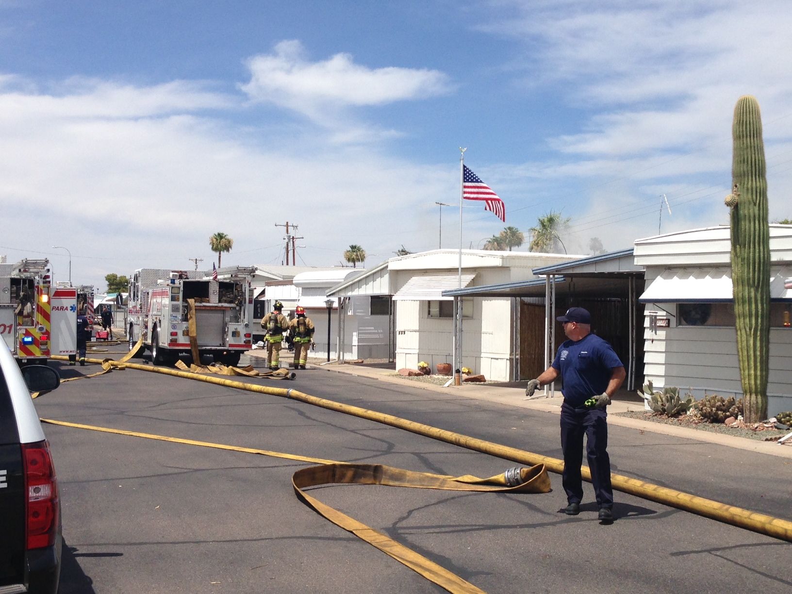 Firefighters battle Mesa mobile home fire in heat CBS 5 KPHO