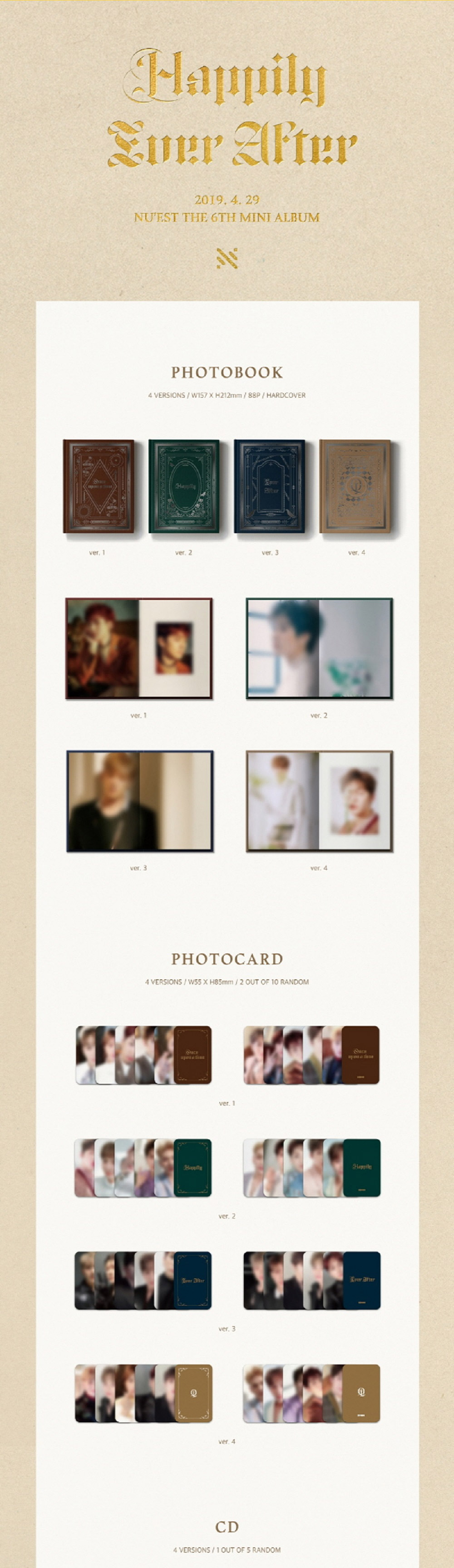 NUEST NU'EST 6th Mini Album Happily Ever After (Random Ver.) CD