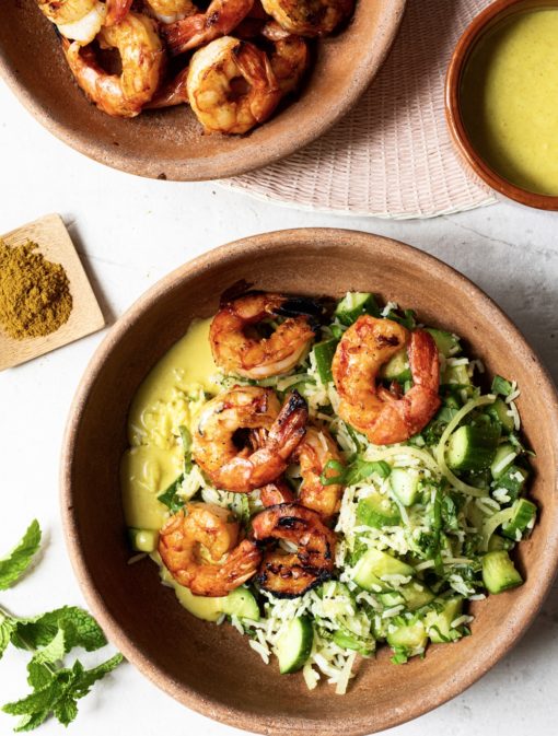 Nouilles asiatiques aux crevettes, cari et lait de coco K pour Katrine