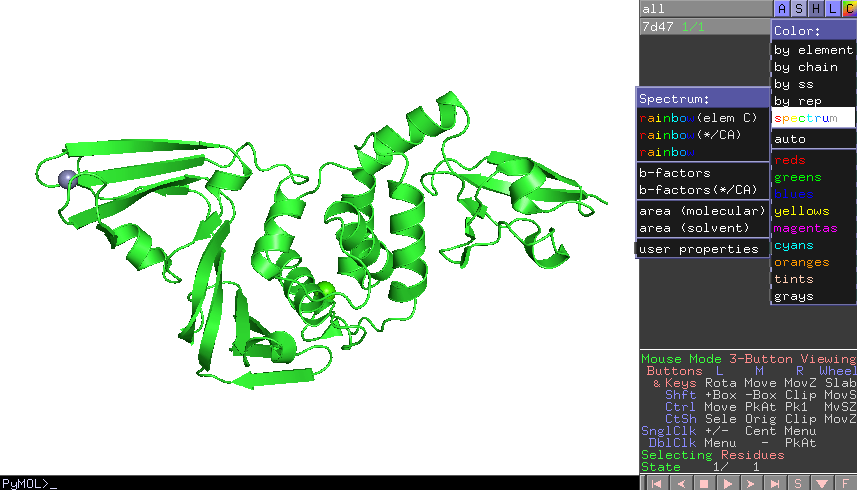 [PyMOL] color by “spectrum” KPWu's group research site
