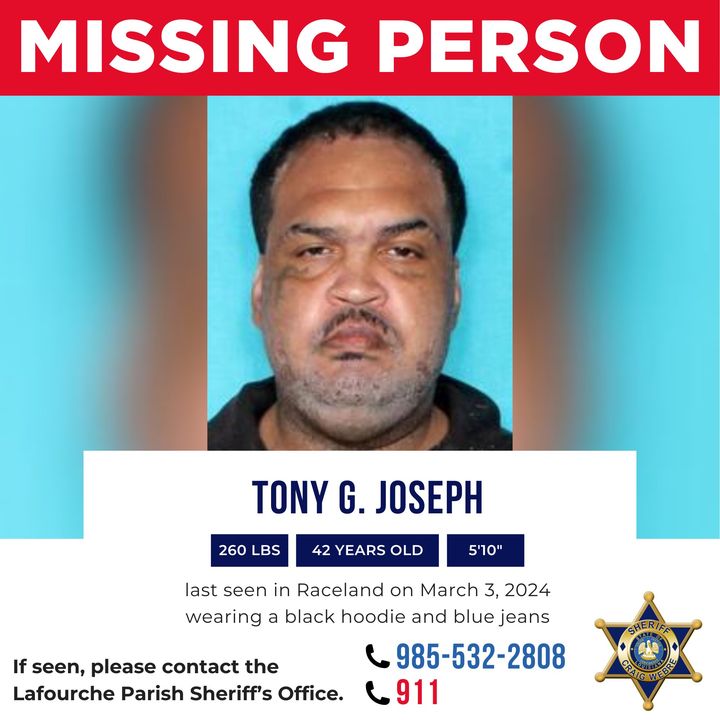 Lafourche Parish Sheriff Asking For Publics Help In Locating Missing