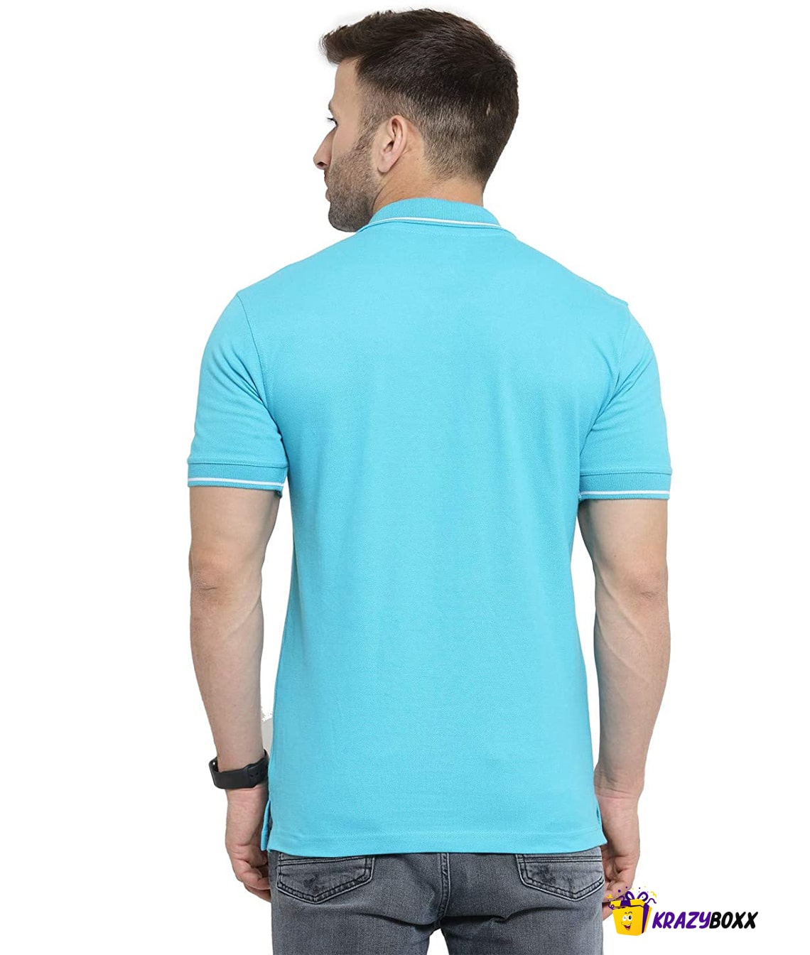 Premium Organic Cotton Electric Blue Polo with White Tipping (KB 24