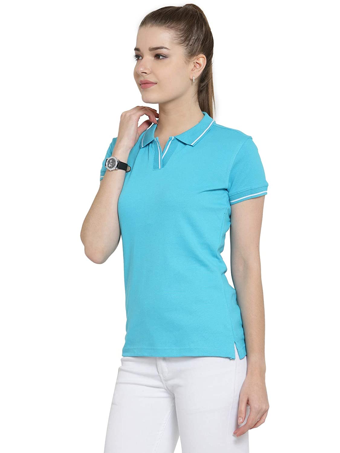 Premium Organic Cotton (Certified) Electric Blue Polo with White