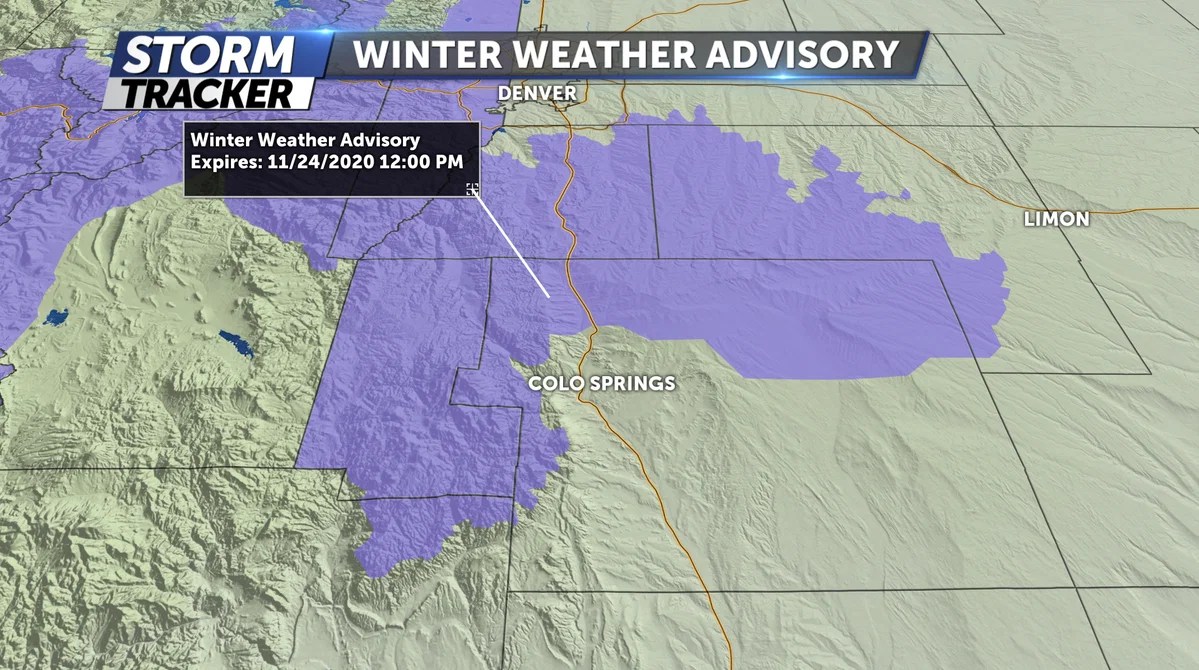 Cold front bringing snow to Colorado Springs area KRDO