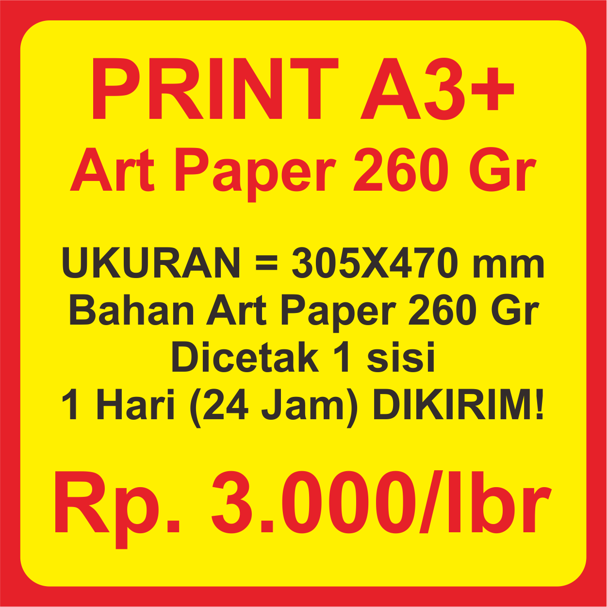 Print/Cetak Kertas ArtPaper Ukuran A3 Gramatur 260 Gr Kreasi Print