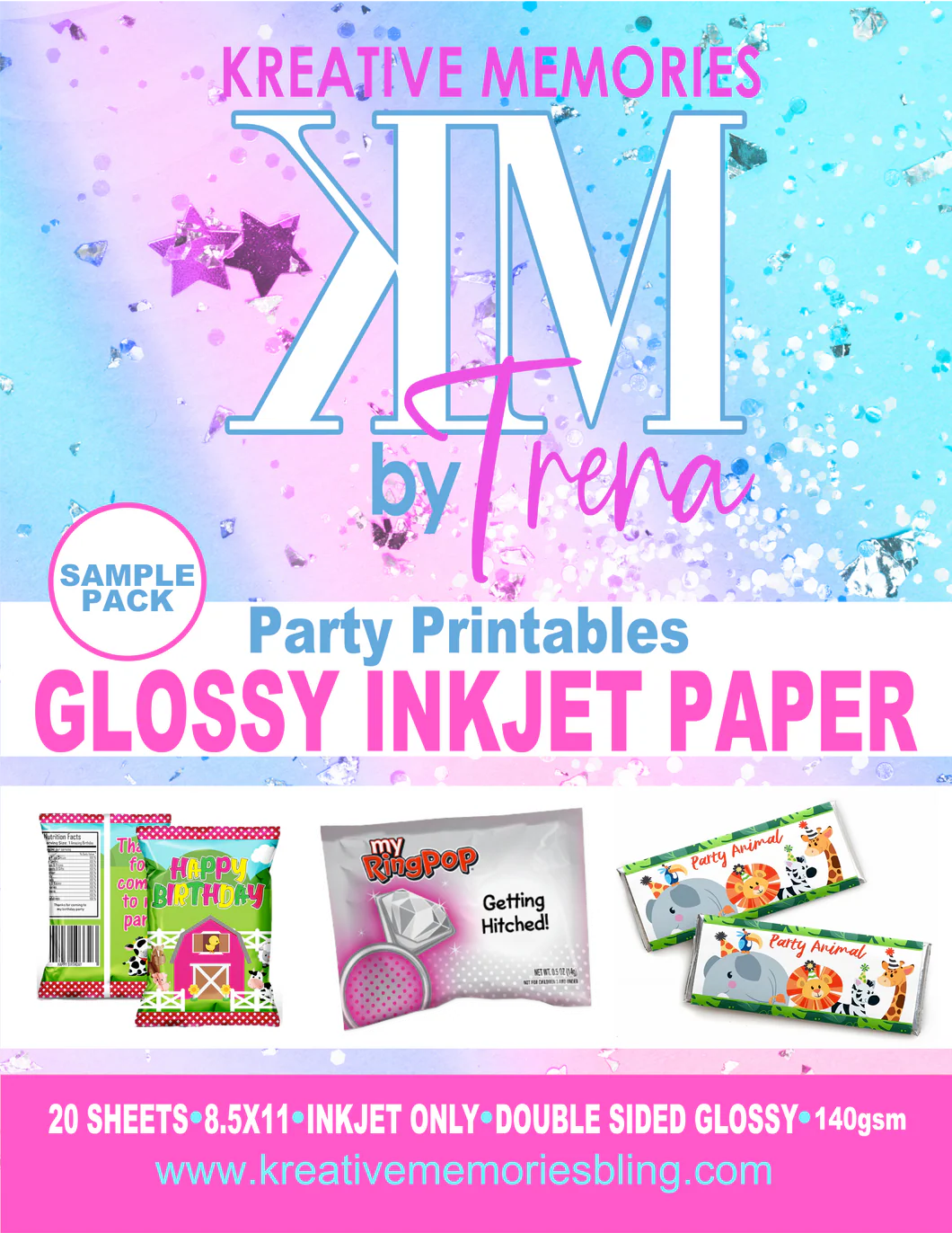 Glossy Party Printable PaperInkjet Sample Pack Kreative Memories & Bling