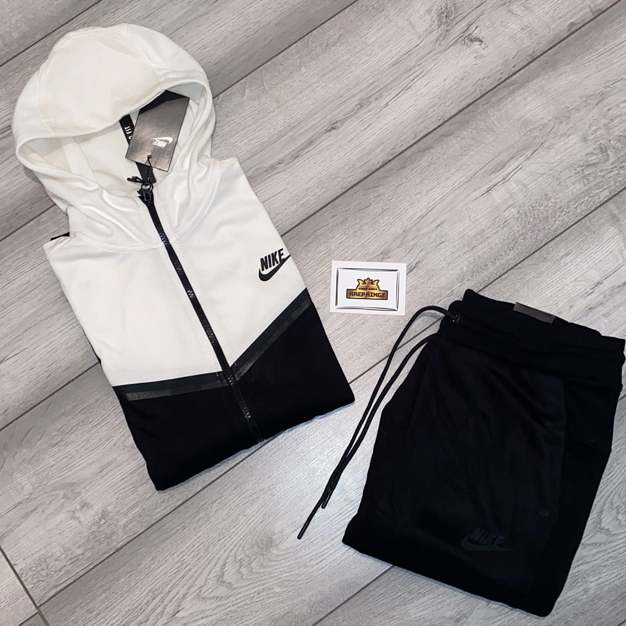 Nike Tech Fleece Tracksuit White/Black Krep Kingz