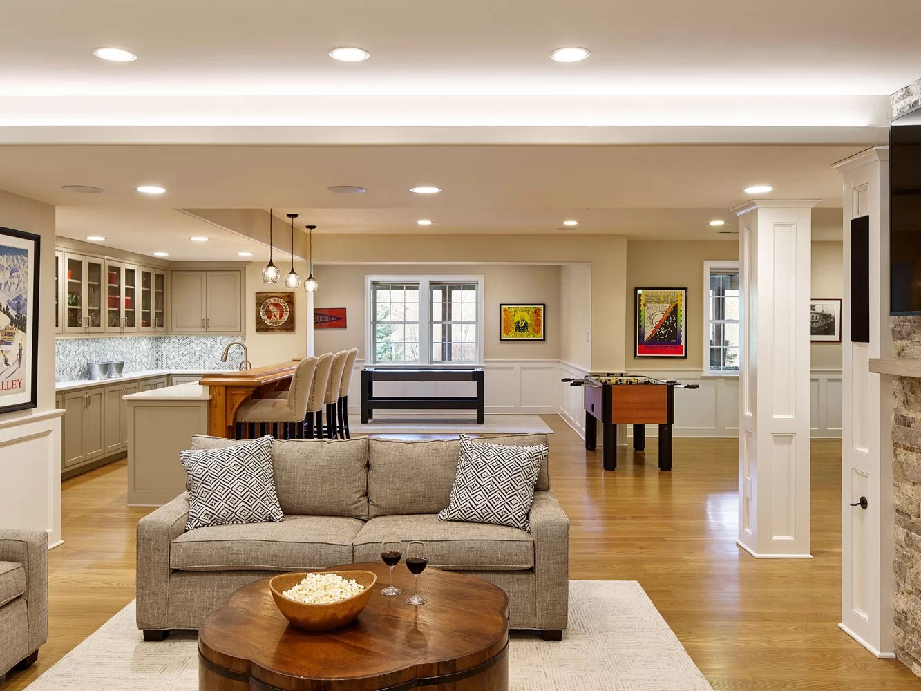New Family Room Big Basement Renovation Krieger Architects