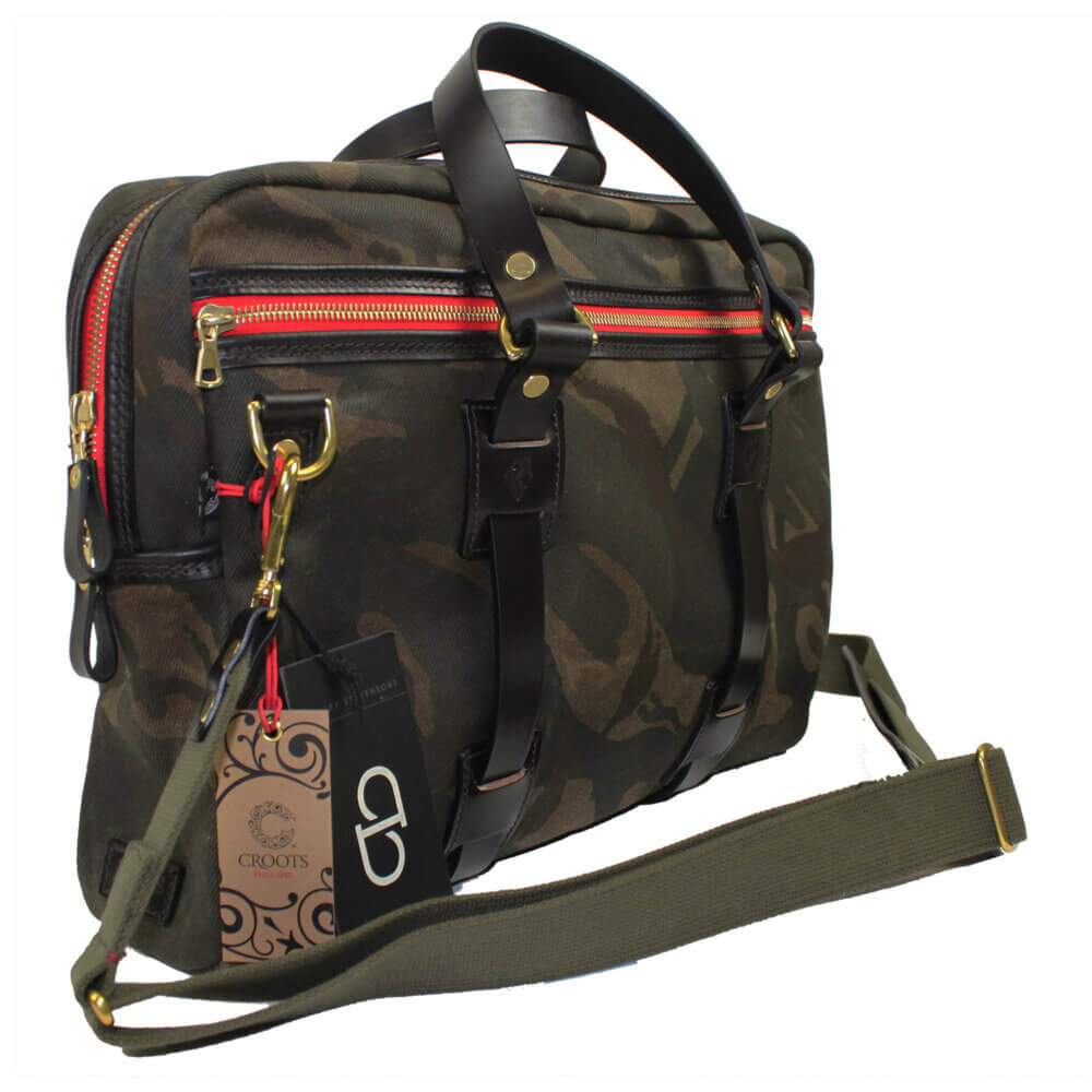 Waxed Camo Laptop Bag by Croots England | Krieghoff