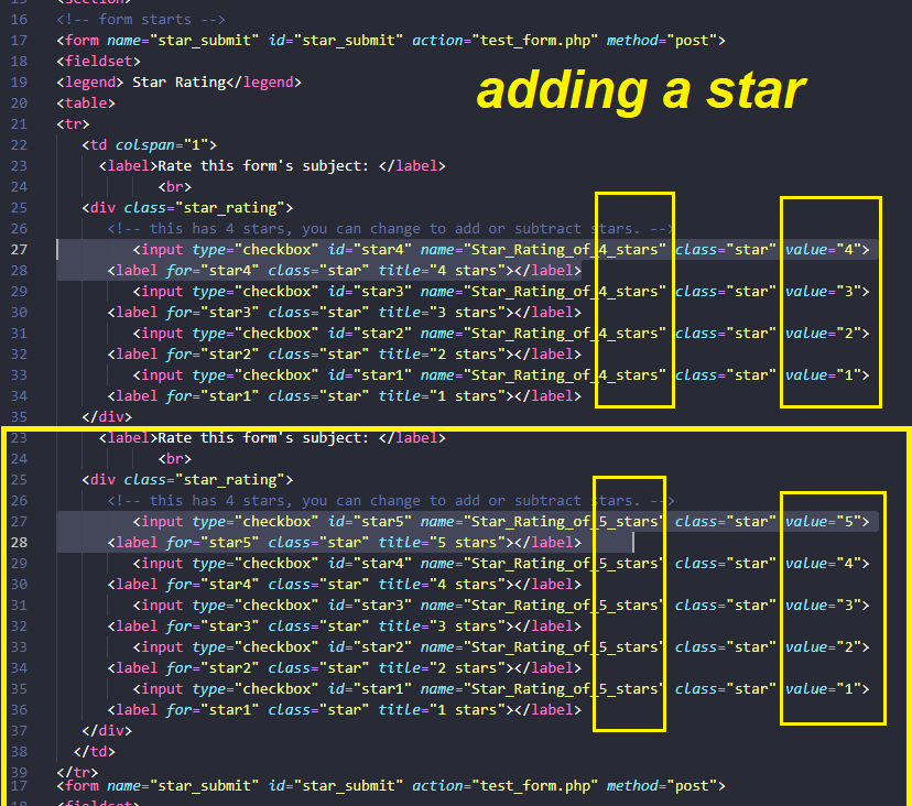 Star Rating Checkbox Form Input, HTML & CSS Only +Server