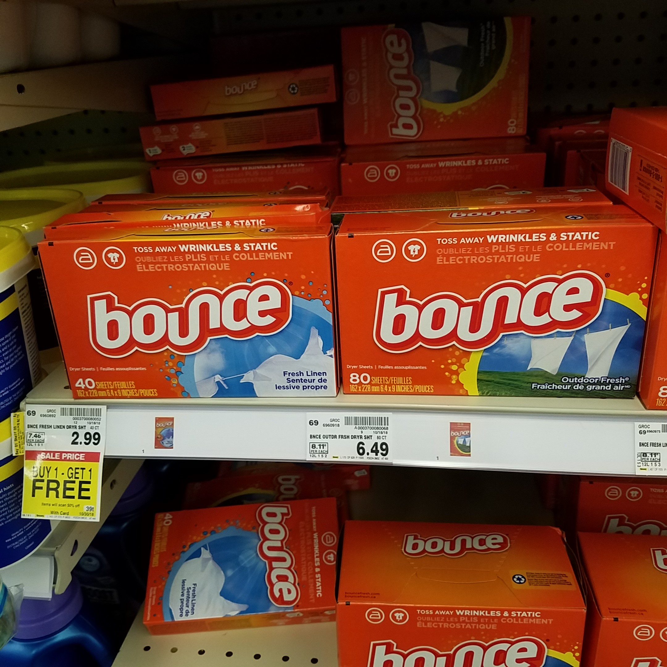 Bounce Dryer Sheets just .50 Kroger Couponing