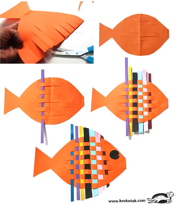 krokotak Fish from Interwoven Colored Paper Strips
