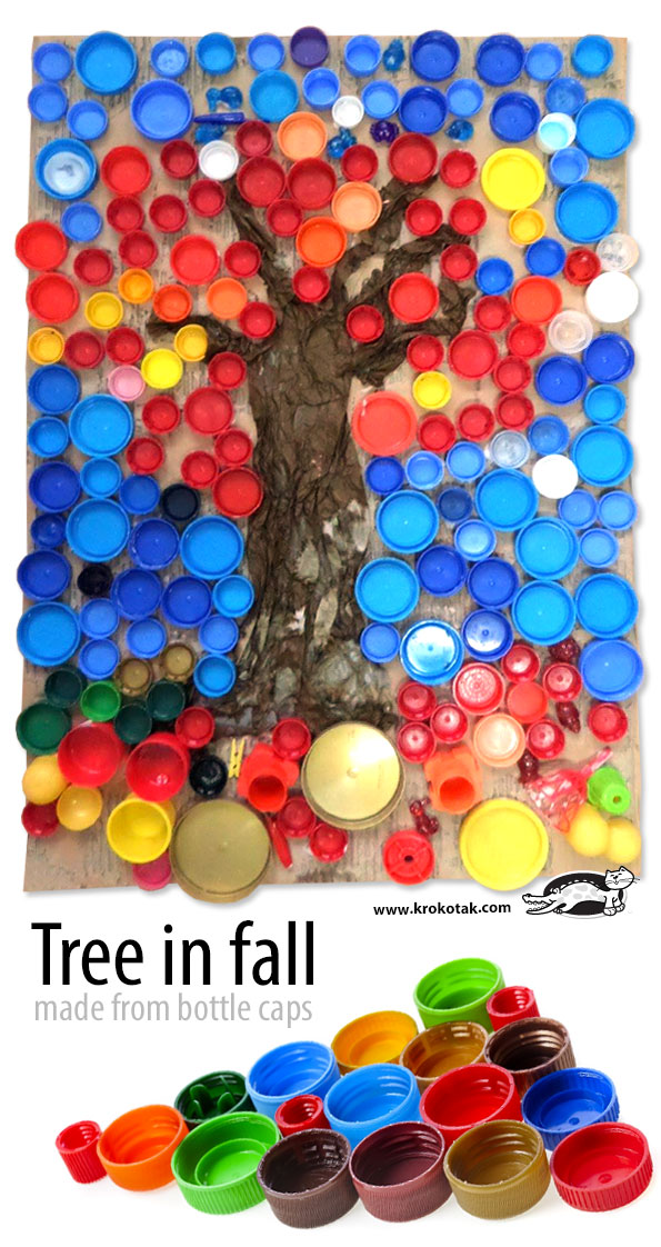 krokotak TREE IN FALL made from bottle caps
