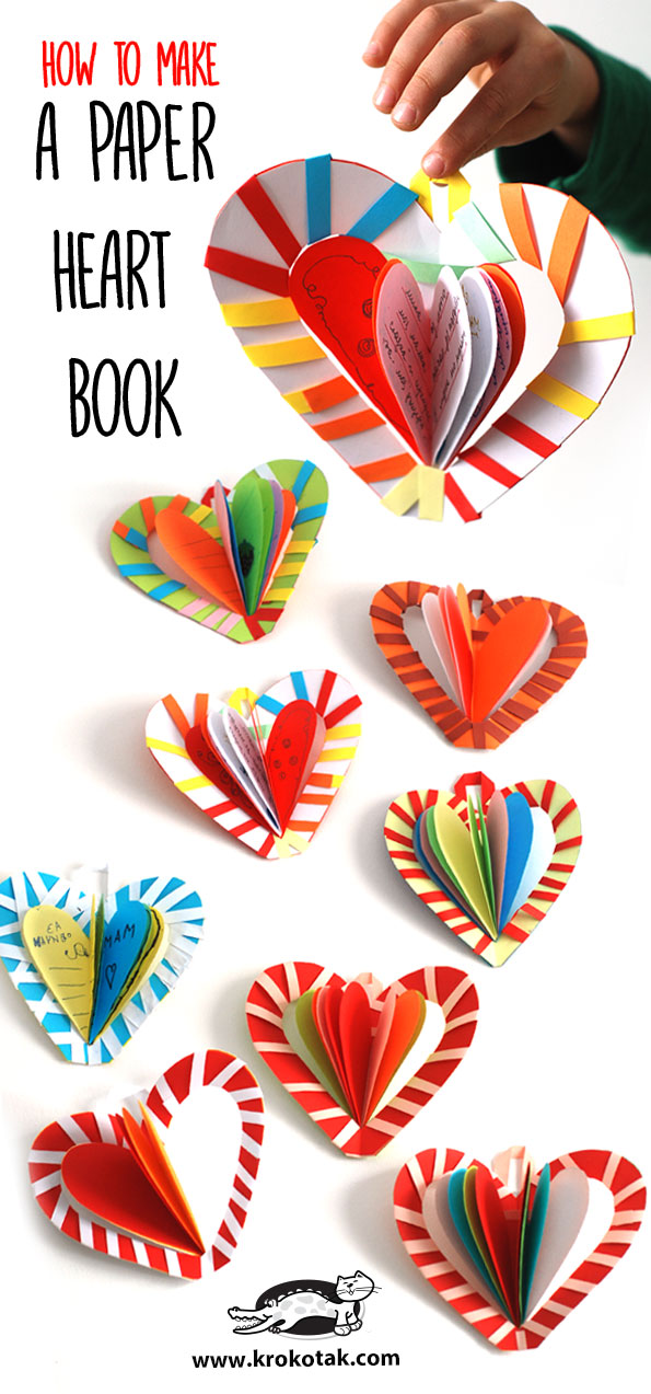 krokotak HOW TO MAKE A PAPER HEART BOOK