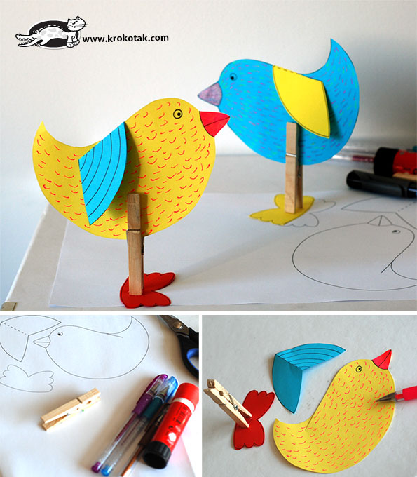 krokotak CLOTHESPIN BIRDS