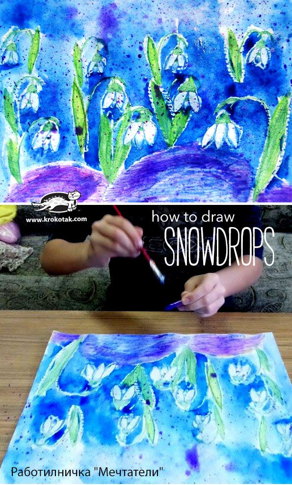 krokotak How to draw SNOWDROPS