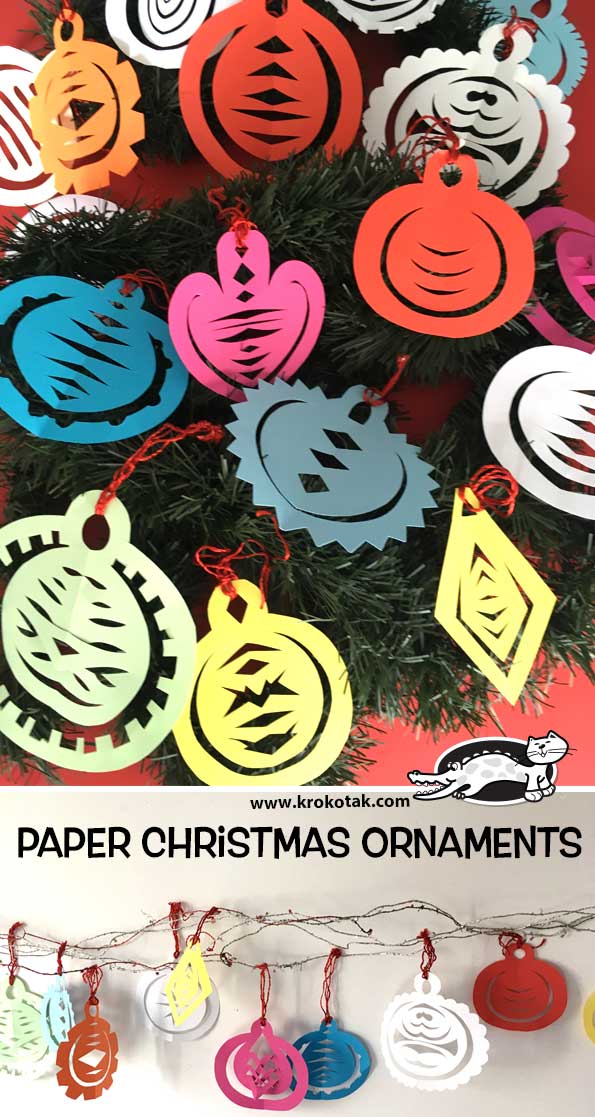 krokotak Paper christmas ornaments