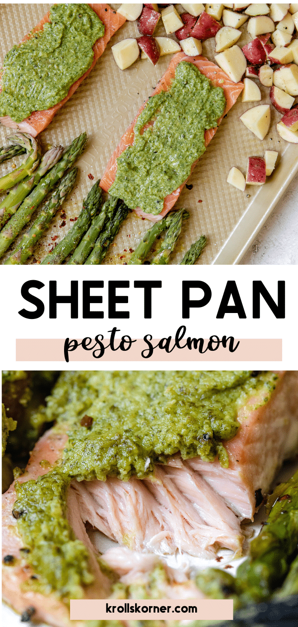 Sheet Pan Salmon with Homemade Pesto • Kroll's Korner