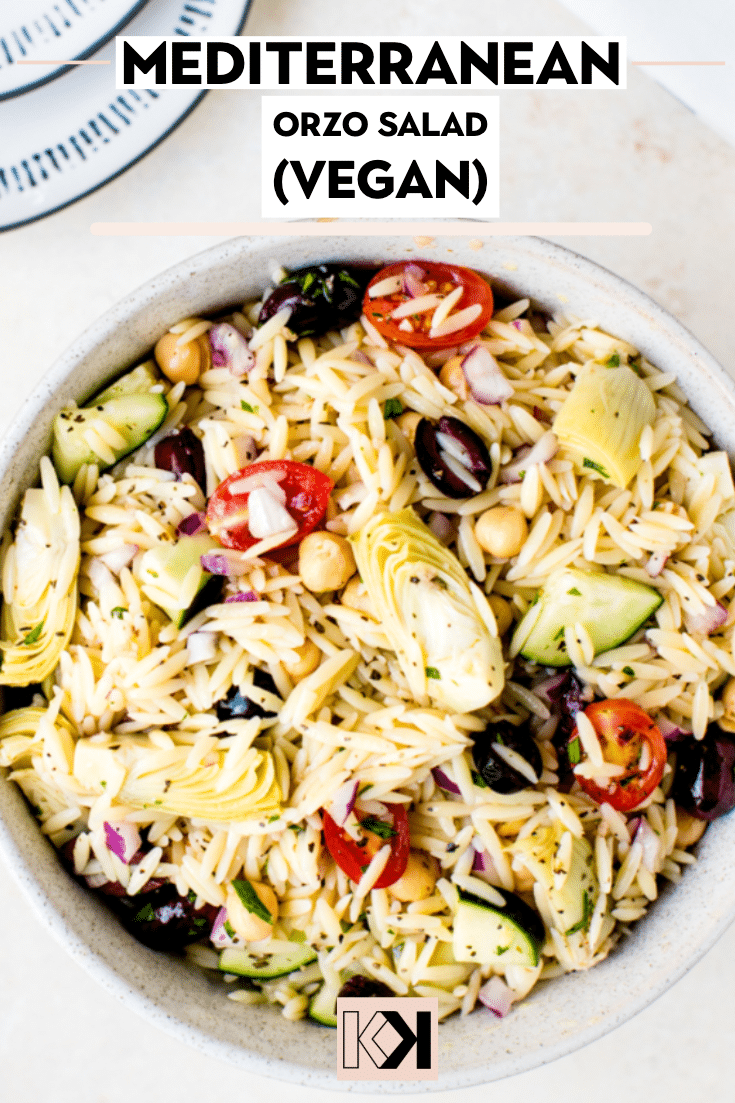 Mediterranean Orzo Salad Recipe (Vegan) Kroll's Korner