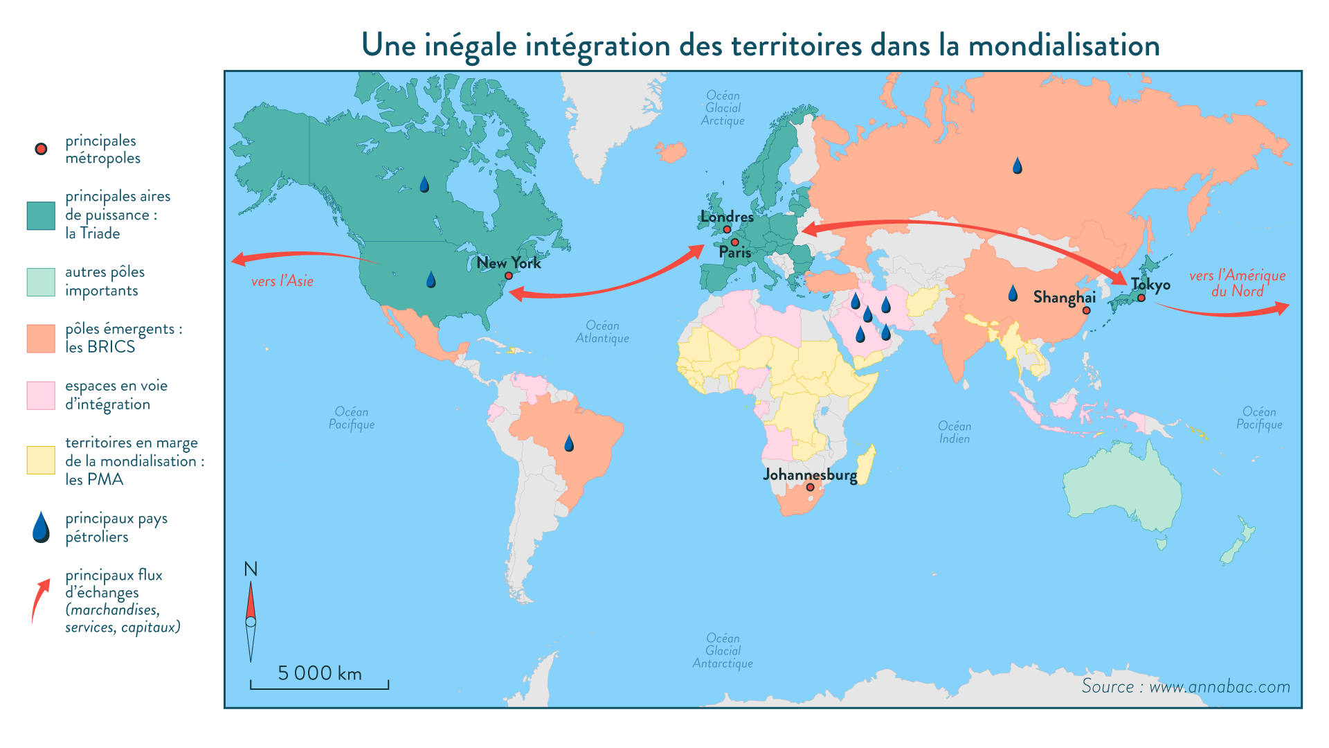 Carte Une inégale intégration des territoires dans la mondialisation