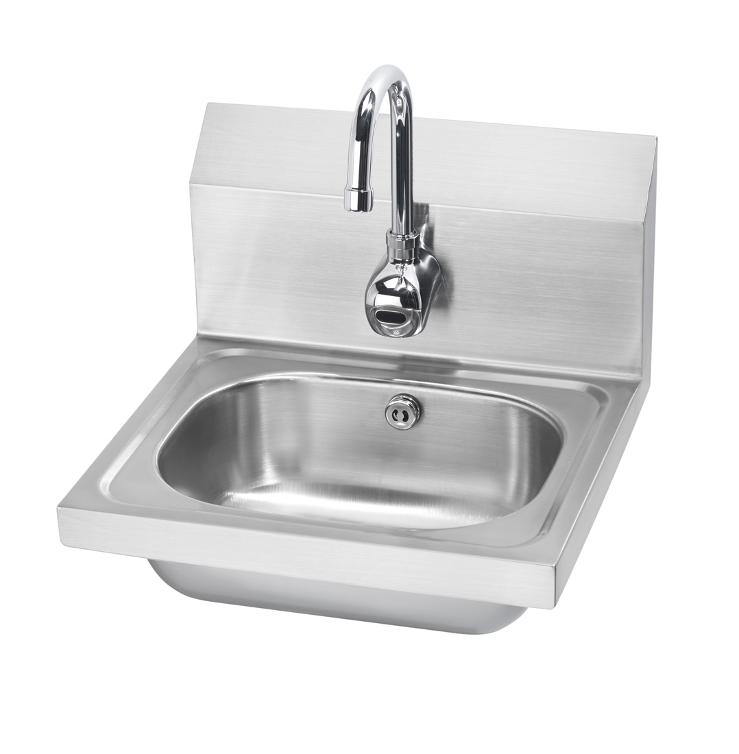 16"W Hand Sink with Single Hole Electronic Sensor Faucet with Gooseneck